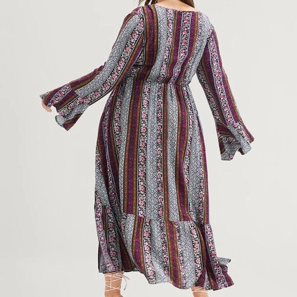 BloomChic Dress Plus Size 1X 14 16 Black white Stripe Short Sleeve V Neck Pocket - Picture 3 of 16